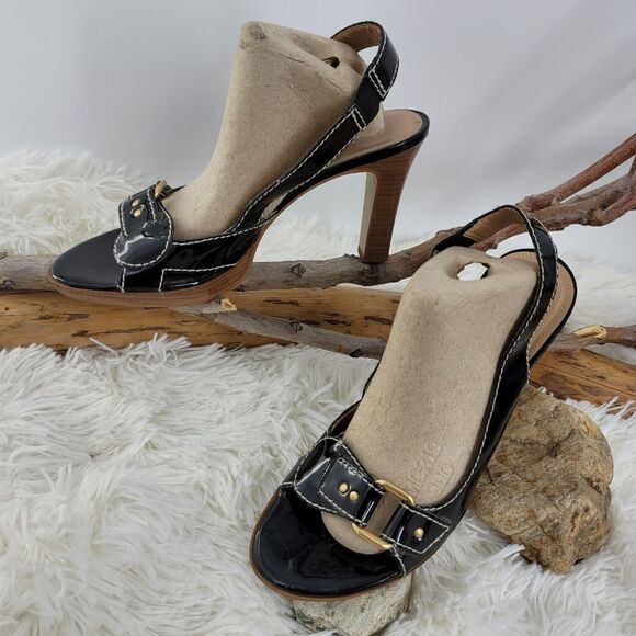 Franco sarto patent leather buckled sandals heeled - Picture 1 of 13